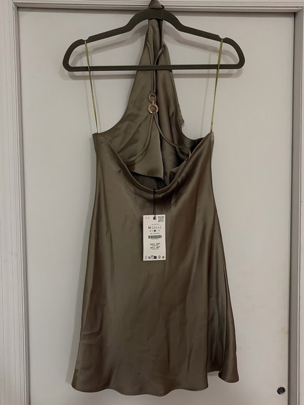 Zara Sleeveless Cowl Neck Mini Dress in Olive - Picture 4 of 5